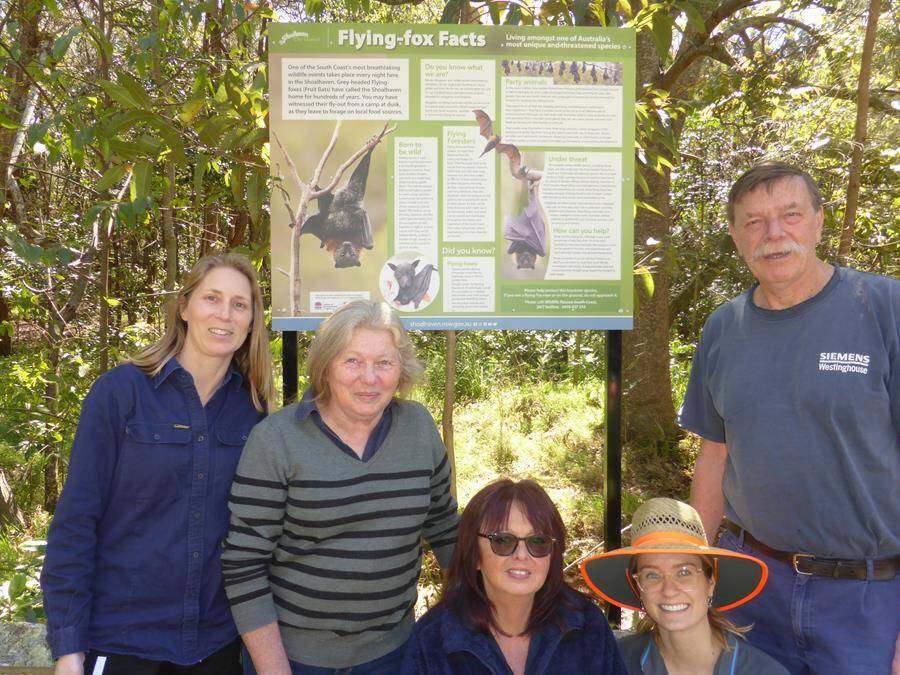 Kylie Coutts-McClelland (OEH), Fay Pedersen (Bomaderry resident), Janine Davies (Wildlife Rescue South Coast), Chloe Reekie (Shoalhaven City Council Environmental Officer) and Steen Pedersen (Bomaderry resident). Picture: Contributed