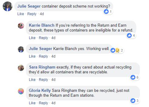 Comments on a Shoalhaven Council Facebook post about the milk bottles dumped at Yerriyong State Forest last week.