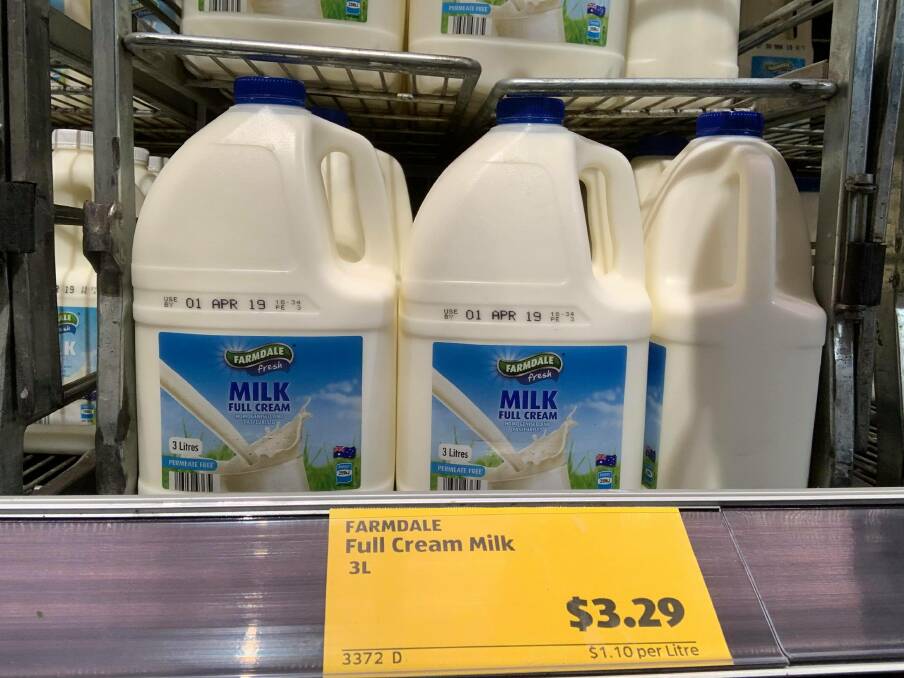 Aldi milk price on Wednesday