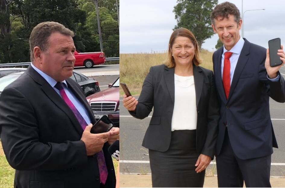 Independent Gilmore Candidate Grant Schultz, Labor Gilmore Candidate Fiona Phillips and Regional Communications Shadow Minister Stephen Jones.