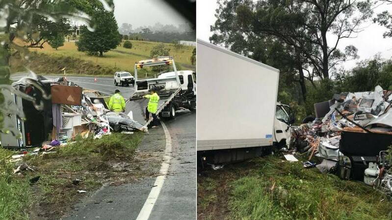 A crash on the Princes Highway at Cockwhy this year. A Nowra family was lucky to escape alive. 