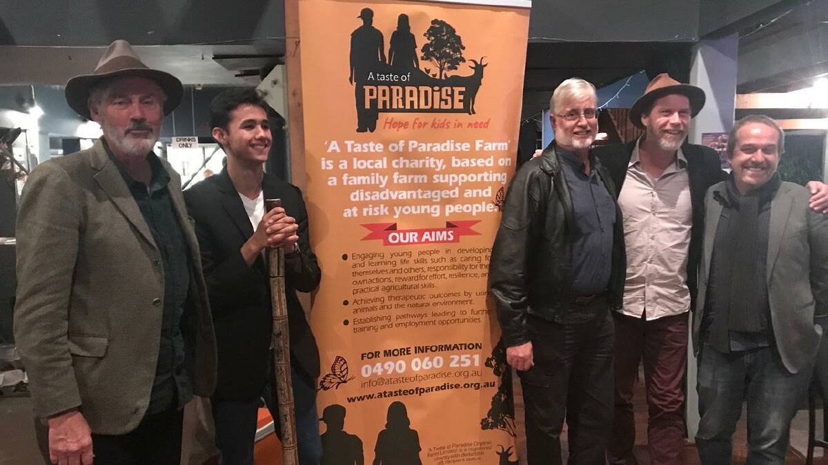 Shane Howard, Jiah King, founder of A Taste of Paradise Tim Francis, Ewen Baker and John Hudson at the fundraising event at Coolangatta.