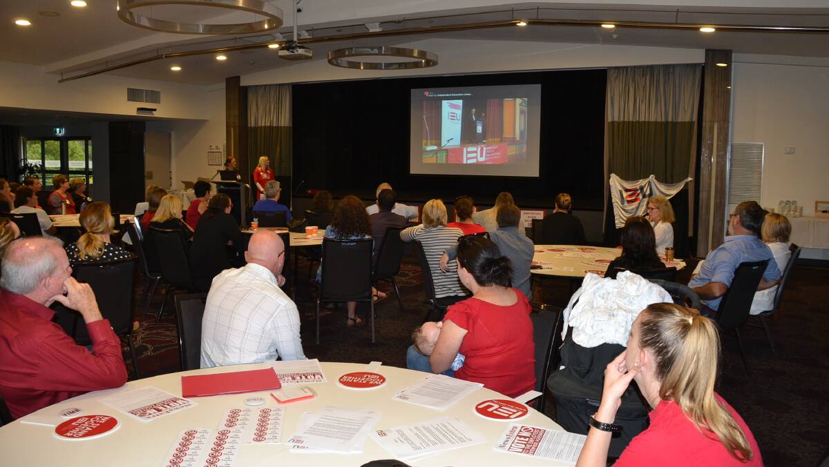 Shoalhaven Independent Education Union members watch a Live Facebook feed by secretary John Quessy who addressed members across the state.
