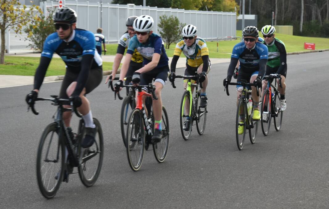 VICTORY: Nowra Velo race winner Gavin Nethery leads the way in the division one event. Image: Supplied
