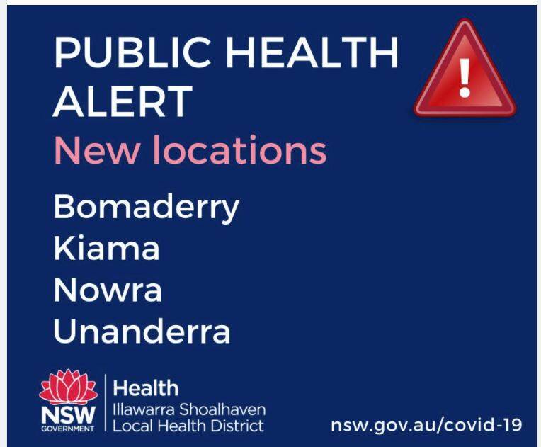 Nowra, Bomaderry and Kiama locations included in new NSW Health venues of concern