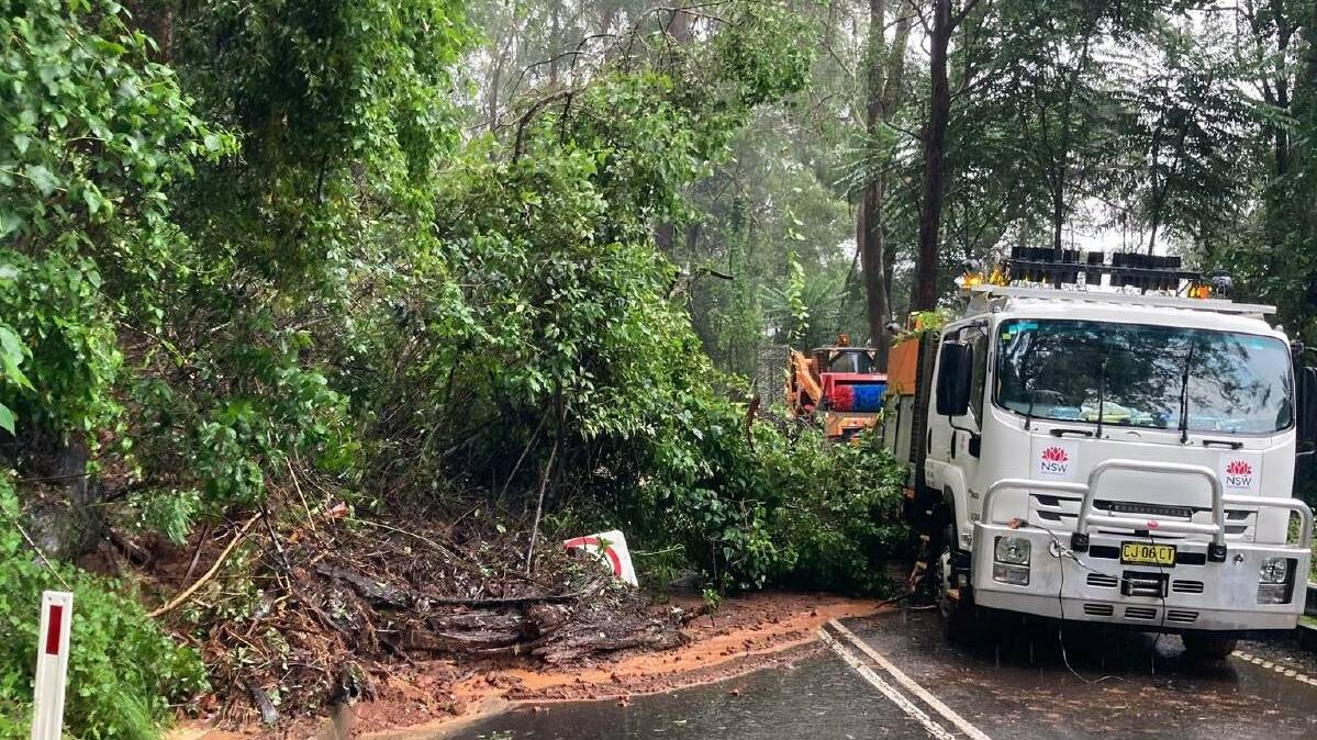 BIG JOB: Some of the extensive damaged Moss Vale Road suffered over Cambewarra Mountain. Image: Transport for NSW