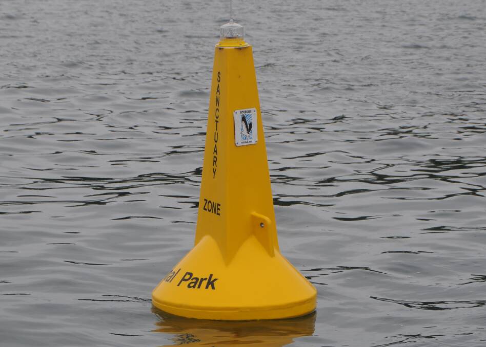One of the new marker buoys that have been put in place around Bowen Island in Jervis Bay, clearly marking the sanctuary zone. Photo: Parks Australia