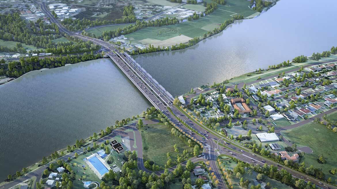 An artist's impression which shows what the area might look like when the new Nowra bridge is completed.