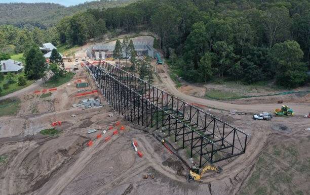 IMPRESSIVE: The 140-metre-long by nine-metre-wide bridge structure, abuts at one end with the art gallery within the sloping hillside and continues along to bridge an existing gully. Image Bundanon Trust.