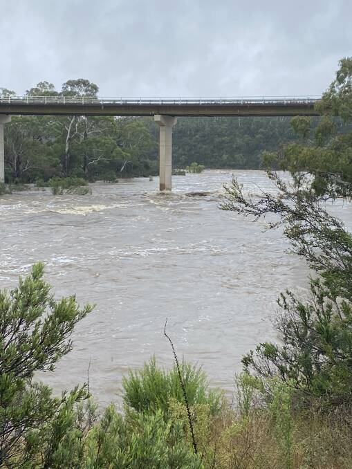 FLOWING: The Shoalhaven River near Braidwood is rising and flowing quickly,. That water will eventually make it was down to Nowra. Photo: Graham French