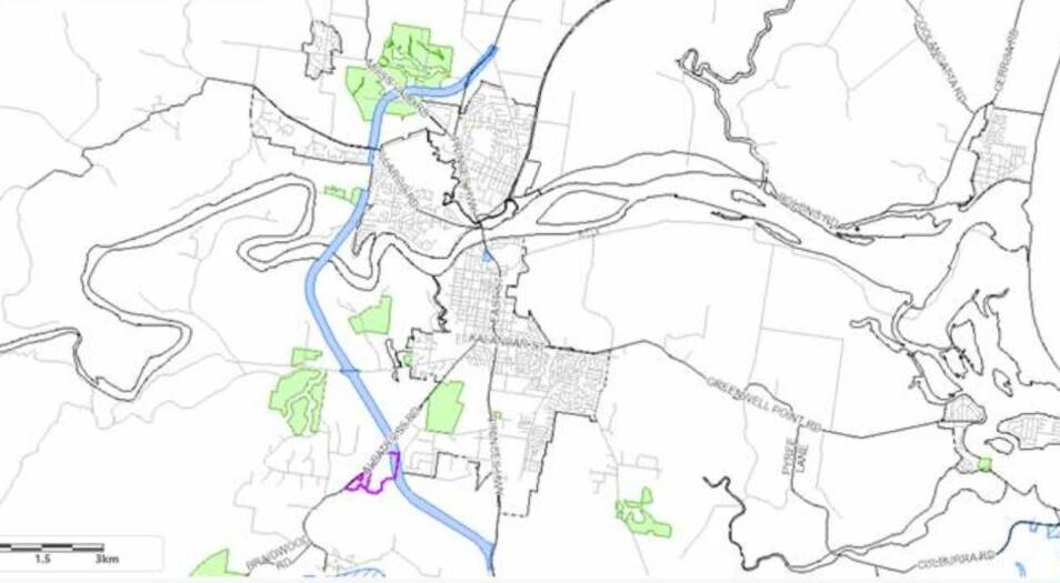 ROUTE PRESERVED: Its not just a line of a map. The Shoalhaven Local Environmental Plan shows the proposed route (in blue) of the Western Nowra Bypass.