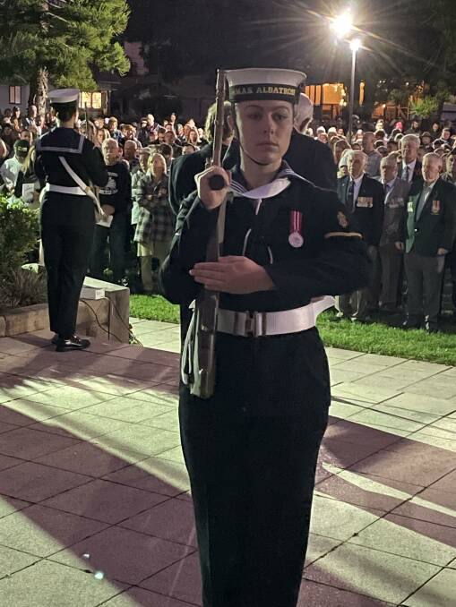 ON SHOW: Personnel from HMAS Albatross made up the catafalque party at the Greenwell Point dawn service.
