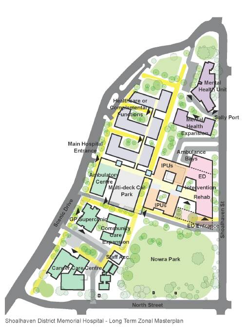 What the proposed master plan for Shoalhaven District Hospital might look like.