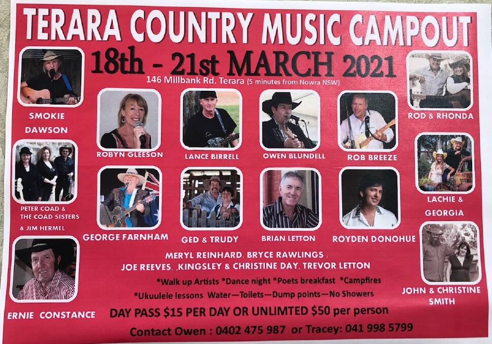 BIG PROGRAM: This year's Terara Country Music Campout line-up for March 18-21.