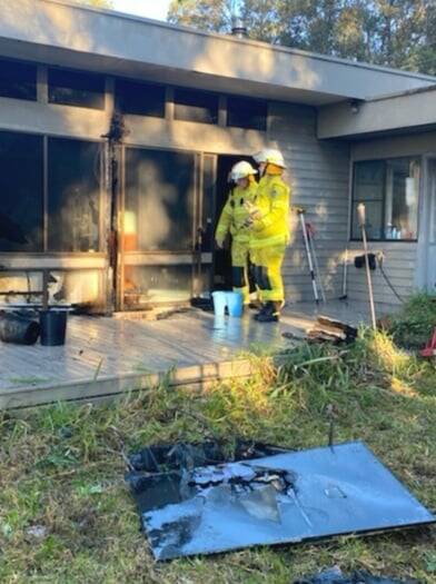 CALL OUT: Rural Fire Service crews from Cambewarra, West Nowra, Greenwell Point and Shoalhaven Heads were called to the structure fire in Emerys Road, Tapitallee around 7am on Tuesday. Photos: Brad Wills