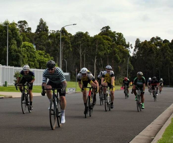 ON THE PACE: Criterium racing at the Albatross Aviation Technology Park with a win in C grade for Scott James.
