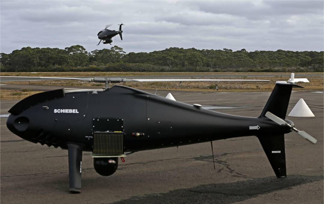 An investigation is underway into why a Schiebel S-100 Camcopter similar to this crashed on the Beecroft Weapons Range near Jervis Bay on Monday morning.