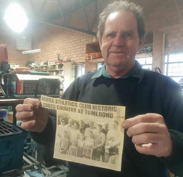 HISTORY: Ron McKinnon proudly shows off one of the many press clippings about Timberhills cross-country course - this one is special it was from 1996 when 10 members of the McKinnon family competed at the family's course on the one day. Photo: Nicolette Pickard
