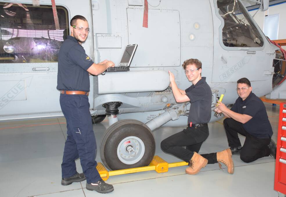 New Sikorsky Australia apprentices Luca Taglieri, Nicholas Poelczeto and Joel Grimston.