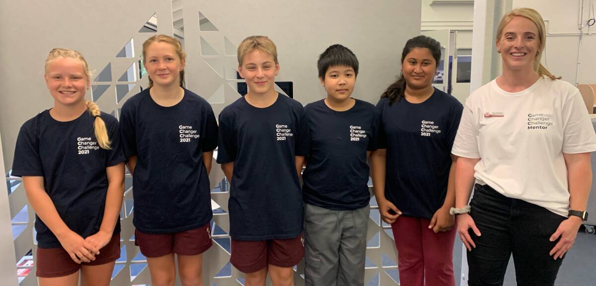 INNOVATIVE: Nowra Public Game Changer co-ordinator and Assistant Principal Bec Christensen with the Eco Minions (from left) Lizzie Davis, Emmi Daniel, Blake Holbrow, Poon Panapunnang and Mah Rukh Kashif.
