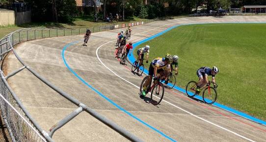 HITTING THE TRACK: Nowra Velo Club members part of the action at the track racing at the Unanderra Velodrome.