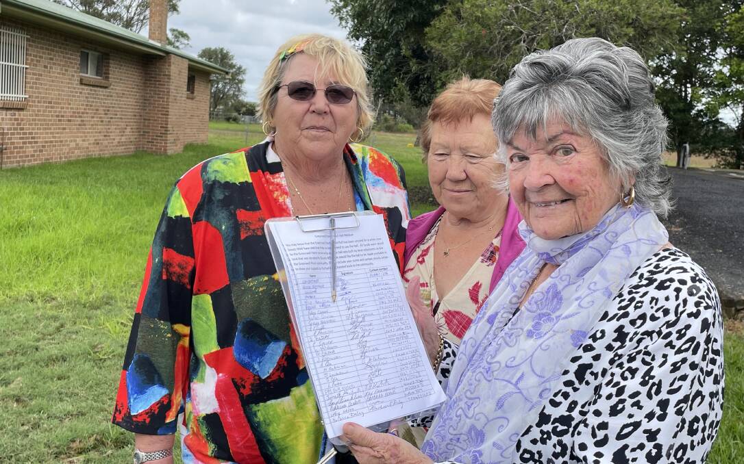 SUPPORT: Members of the Wonderful Women of Greenwell Point group Jeanette Kostivk, Gay Blackwood and Faye Franklin have been gathering signatures on the community petition.
