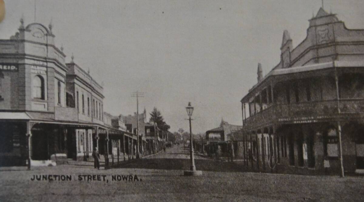 An historic photo of the intersection of Kinghorne and Junction streets featuring the now gone Albion and Prince of Wales hotels. Photo: Shoalhaven Historical Society
