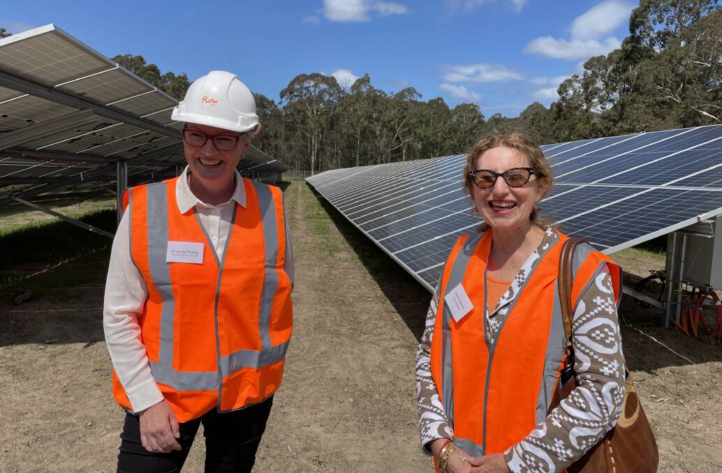 GREAT PROJECT: Shoalhaven City Mayor Amanda Findley (left) and City of Sydney CEO Monica Barone at the Shoalhaven Community Solar Farm at Nowra Hill.