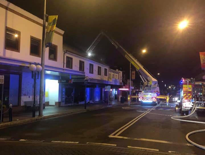 BACK UP: A Fire and Rescue NSW aerial appliance from Wollongong was called into the Nowra CBD blaze in Kinghorne Street. Photo: Fire and Rescue NSW Berry