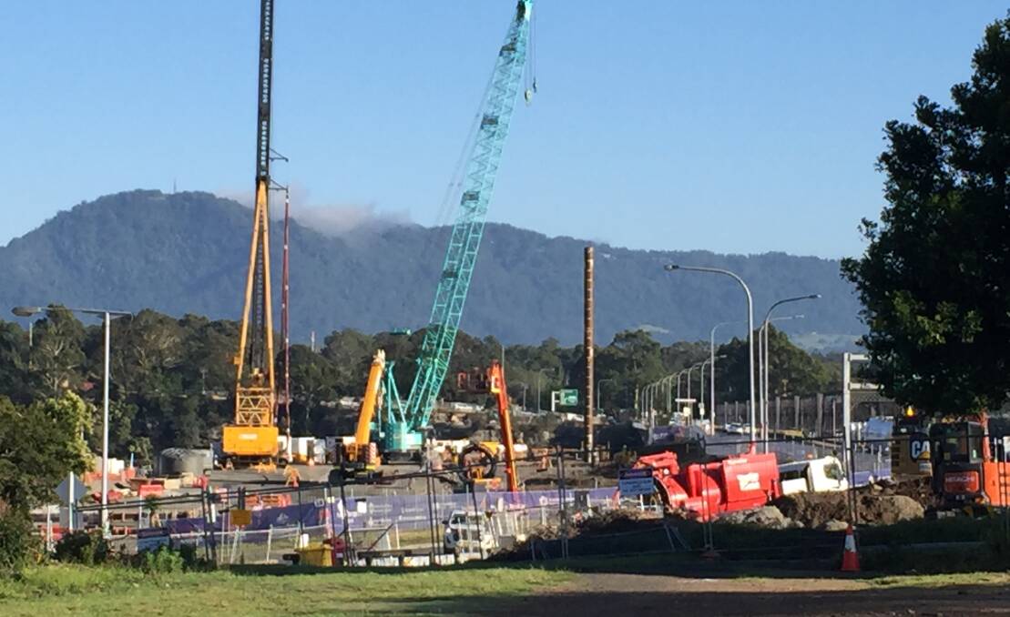 LOTS OF WORK: The construction site of the $342 new Nowra bridge.