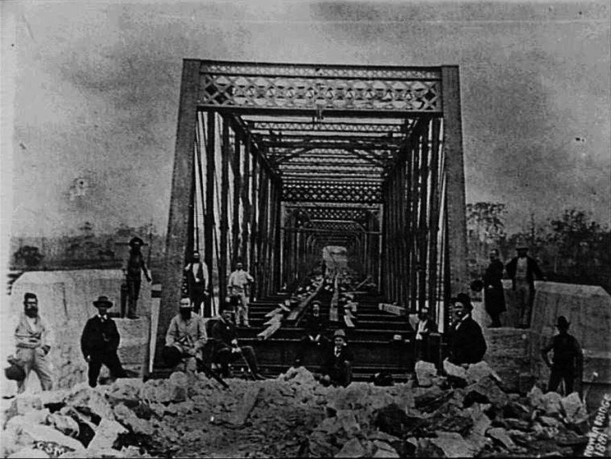 Nowra bridge construction 1880. Photo: Shoalhaven Historical Society