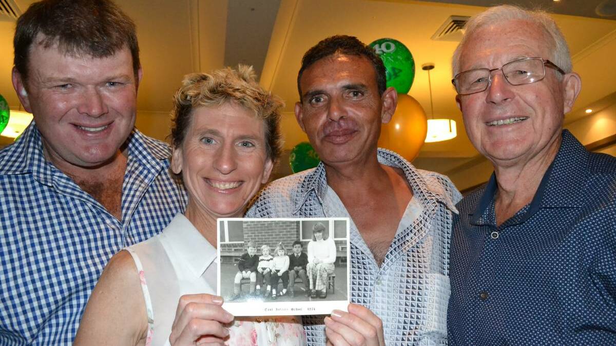 PROUD: former Nowra East Public School principal Bill Thompson (right) with three of the original deaf class members Chris Coulthart, Cristine Suffolk and the late Max McLeod. Photo: LEA HAWKINS
