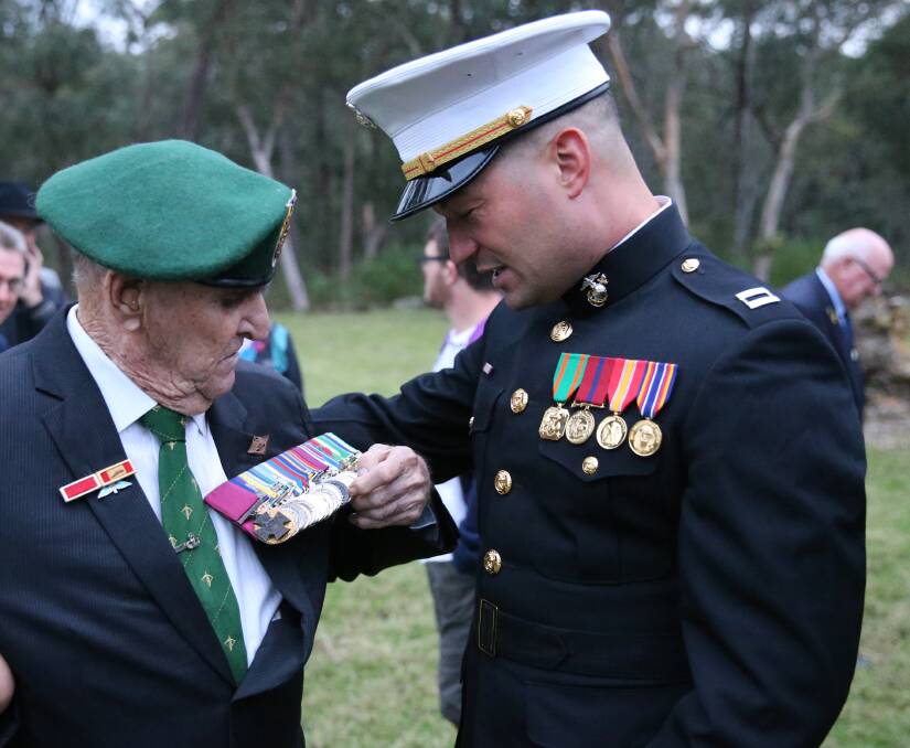 HONOUR: US Embassy Defence Marine Attaché, Captain David Rivera said it was an honour to meet Australia's oldest surviving Victoria Cross recipient, Keith Payne.

