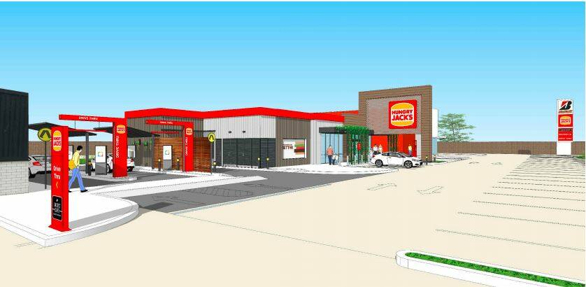 APPLICATION: KMC Orange Pty Ltd, of Newcastle, has lodged a $646,213 development application with Shoalhaven City Council to build a Hungry Jacks outlet in Bomaderry. Image: Artist's impression