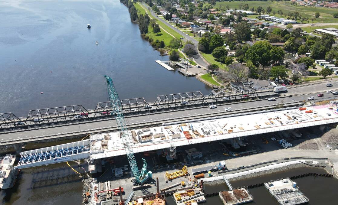 Work on the $342 million new Nowra bridge. Images: Transport for NSW