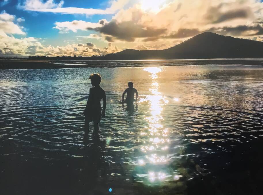 FUN: Toby Bacchus' photo featuring her two sons in the lagoon. 