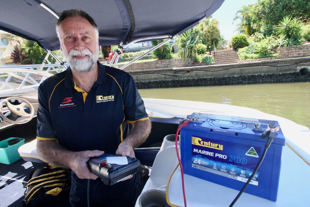 BE READY: Century Batteries Australian and New Zealand national training manager John Kilby testing a marine battery.