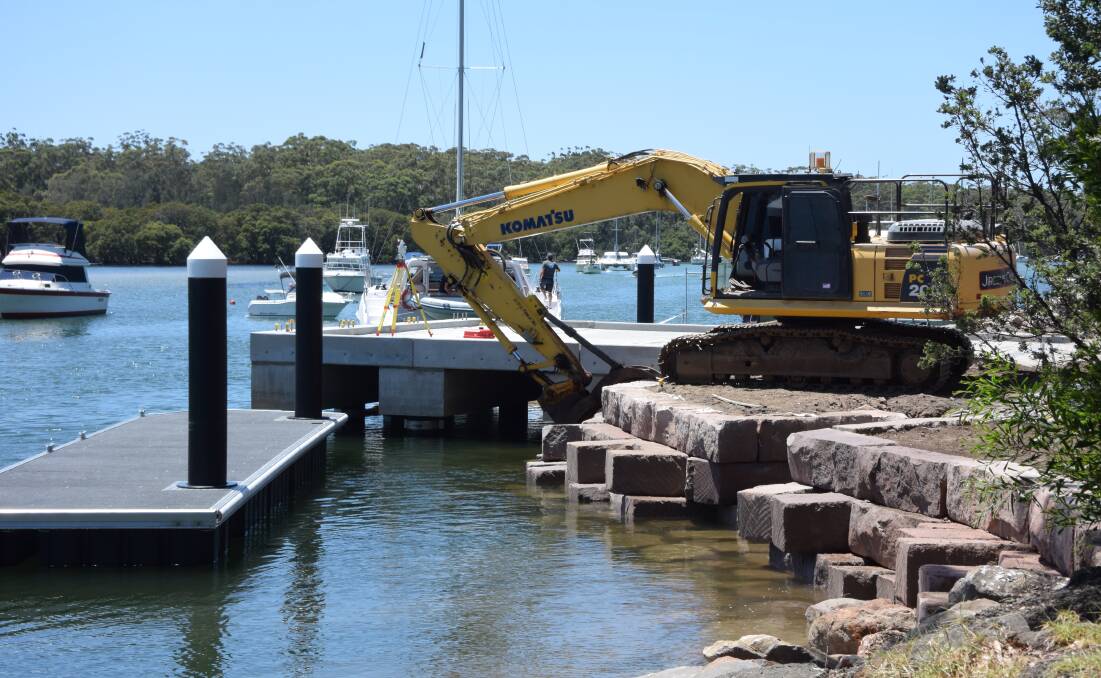 MAJOR WORKS: Local firm Jirgens Civil undertaking some of the upgrading work to the Woollamia Boat Ramp. Photo: Damian McGill