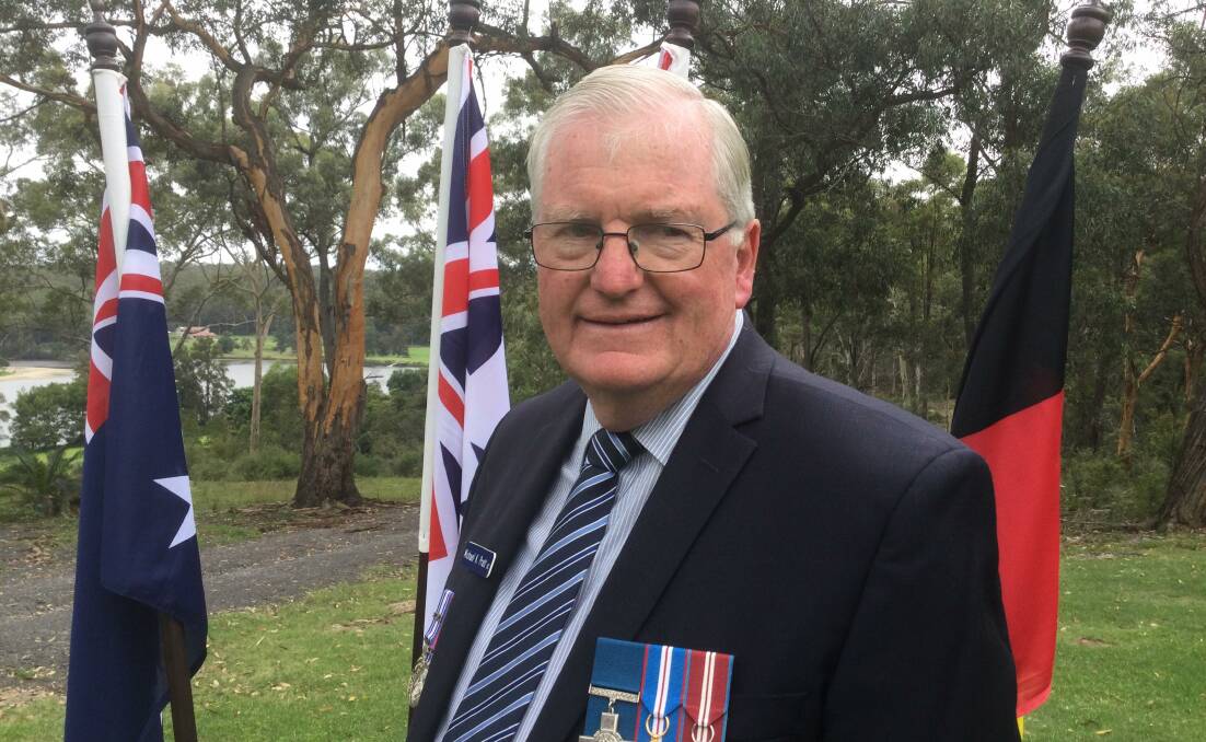 HONOUR: Australias last awarded and only living George Cross recipient Michael Pratt said it was eerie when Chief Petty Officer, Jonathan Rogers, who died in the disaster and was the the last military man to be awarded the George Cross, was mentioned during the Voyager service.
