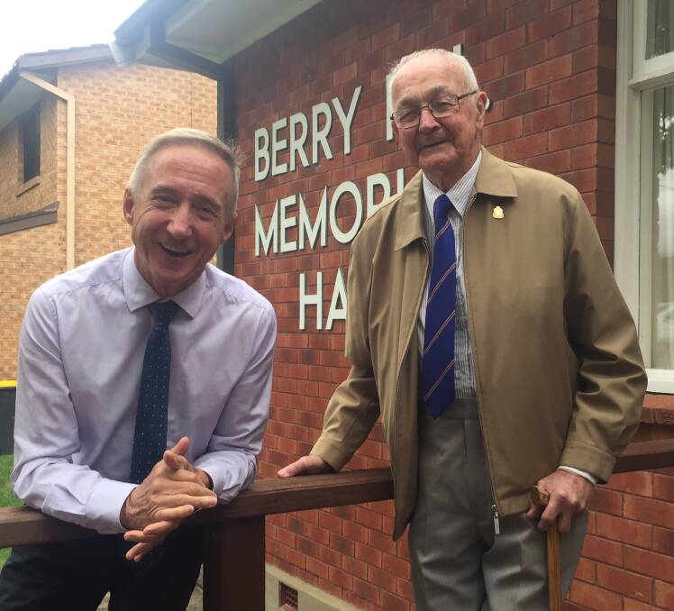 CHANGE IN ROLES: New Berry RSL Sub-branch president Clyde Poulton (left) with outgoing president Ray Strong.