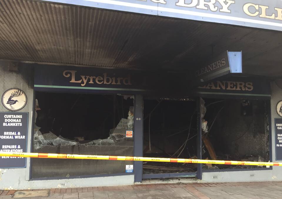 EXTENSIVE DAMAGE: Lyrebird Dry Cleaners in Kinghorne Street in the Nowra CBD suffered extensive fire damage on January 28.
