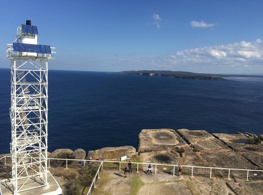 The view from the Point Perpendicular Lighthouse over Jervis Bay with the new light to the left.