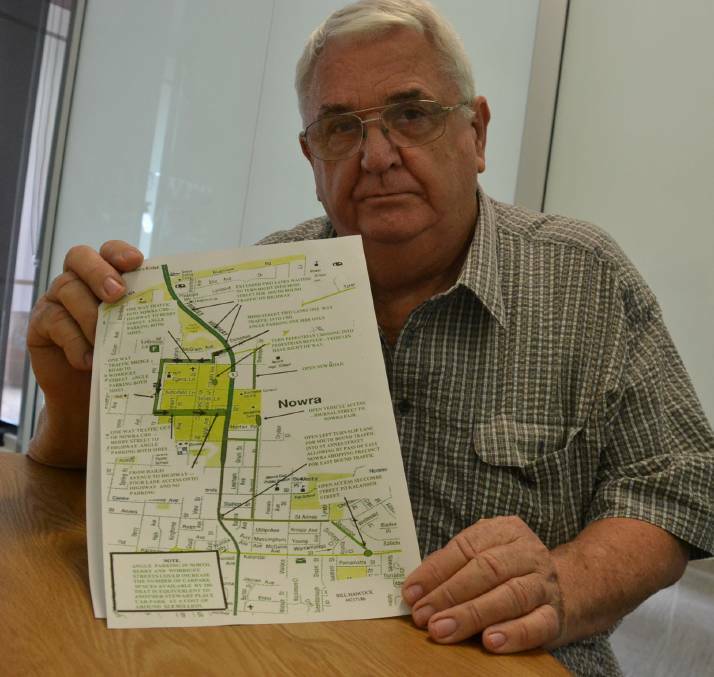 Nowra man Bill Hancock with his radical suggestions to try and tackle Nowra CBD traffic and parking issues.