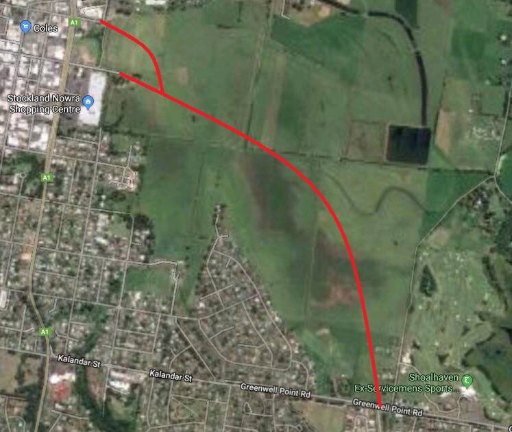 Shoalhaven City Council has funding applications before the State Government for the East Nowra Sub Arterial road (ENSA). This shows the general route the road will take.