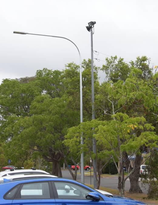 One of the eight new lights in the Collins Way / Osborne Street car park in Nowra CBD.