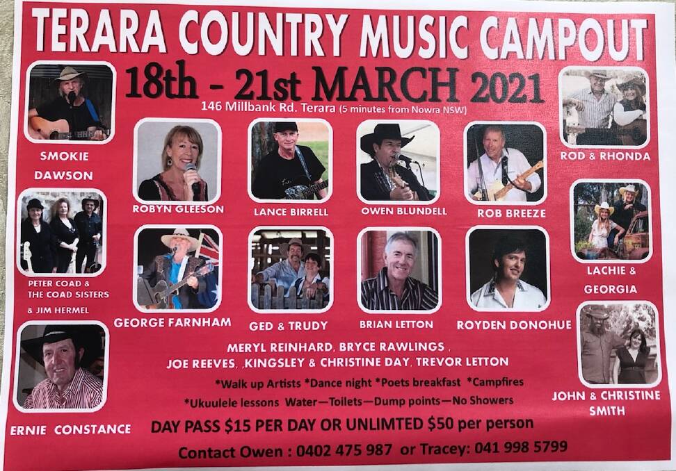 This year's Terara Country Music Campout line-up.