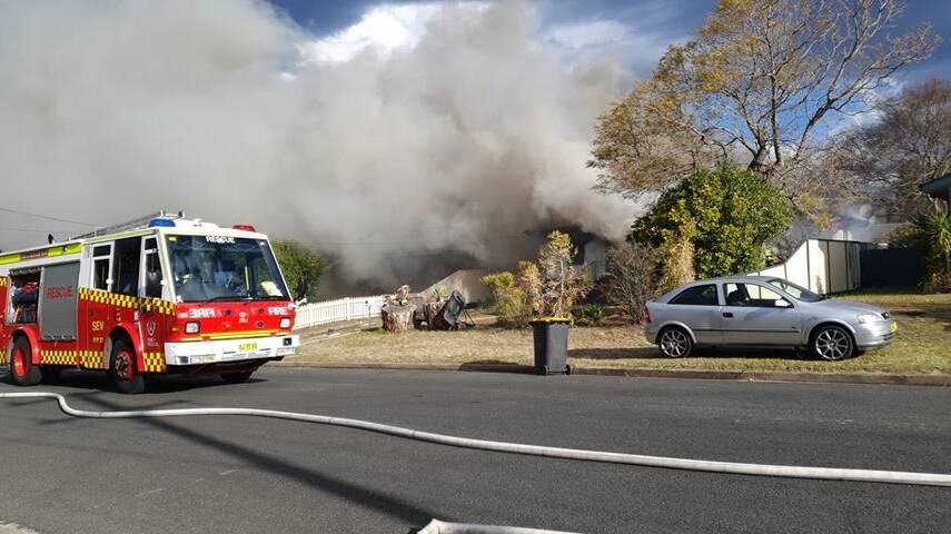 Fire and Rescue NSW crews at the North Nowra house fire. Photo: Bradley Stanton
