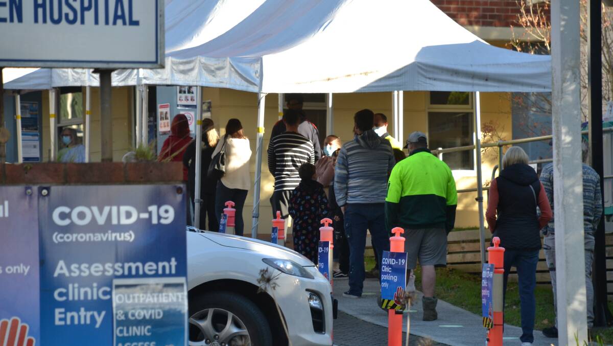 Long lines of testing at Shoalhaven Hospital.