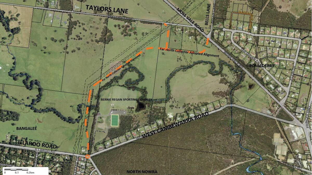The proposed route of the $13.8 million Far North Collector Road Network. Image Shoalhaven City Council