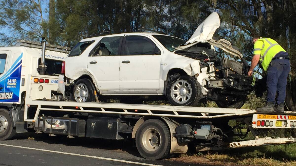 The vehicle suffered signifocant damage with teh woamn taken to Shoalhaven Hospital with minor injuries.
